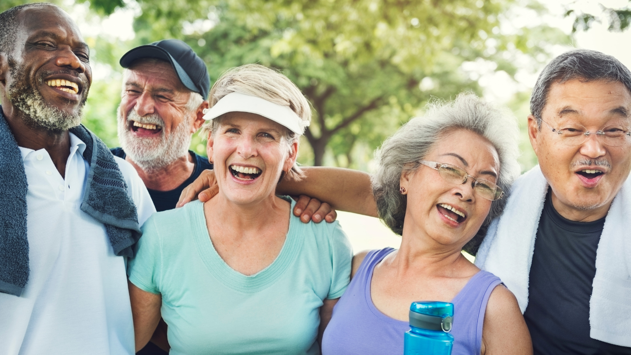 Group of 55+ Adults Exercising